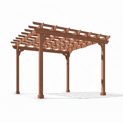 12 Ft. W X 12 Ft. D Cedar Wood Patio Pergola Shade Structure for Outdoor, Brown