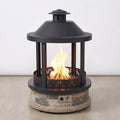 Outdoor Propane Fire Pit Designed for Year-Round Gatherings, 65,000 BTU Heat, 28-Inch Lantern Top, Stone Base
