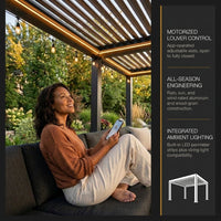 Motorized Louvered Pergola Designed for All-Season Comfort, Adjustable Slats, Weather Protection, Outdoor Living — Results & Stats